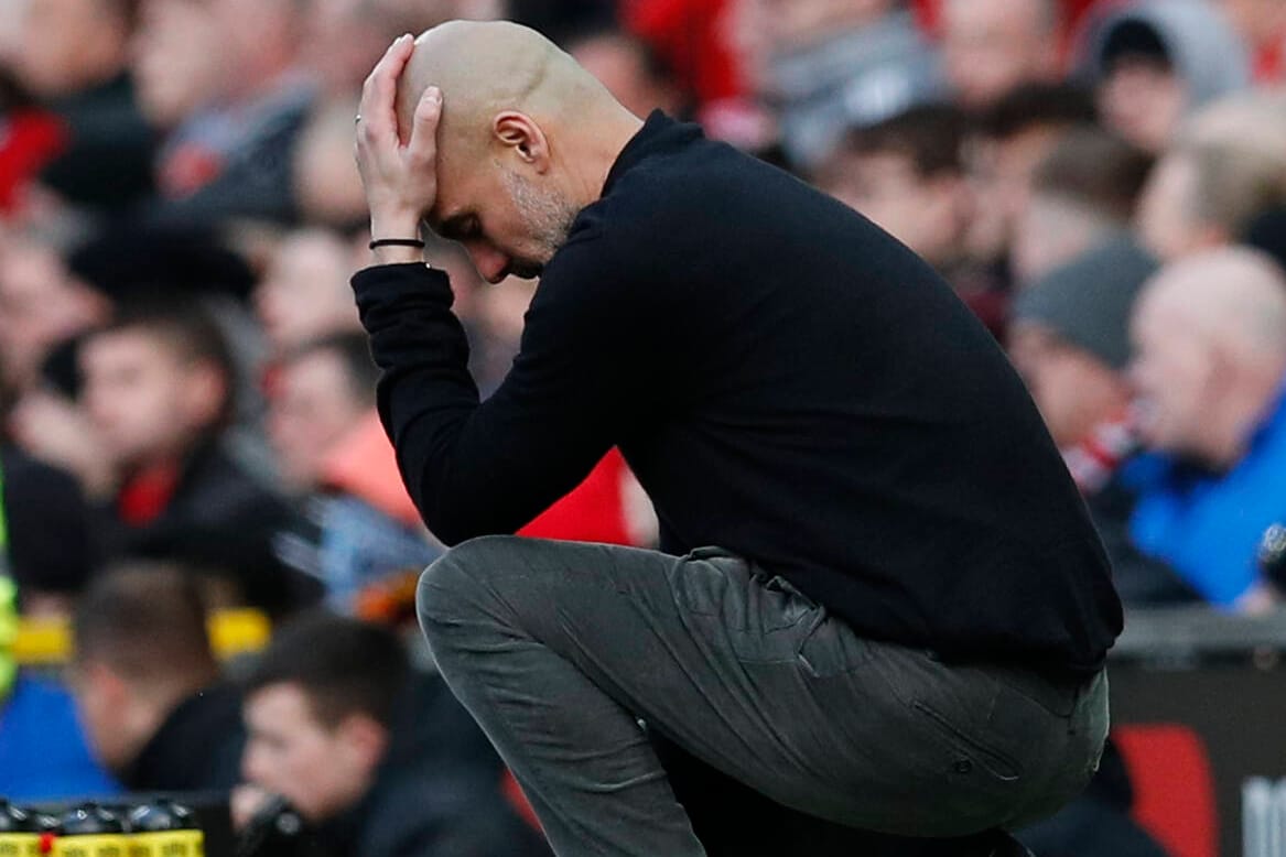 Pep Guardiola: Der City-Trainer verzweifelte an der Defensive von United.