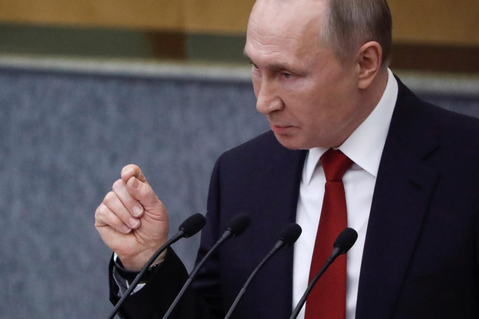 Russia's President Putin attends a session of the lower house of parliament in Moscow