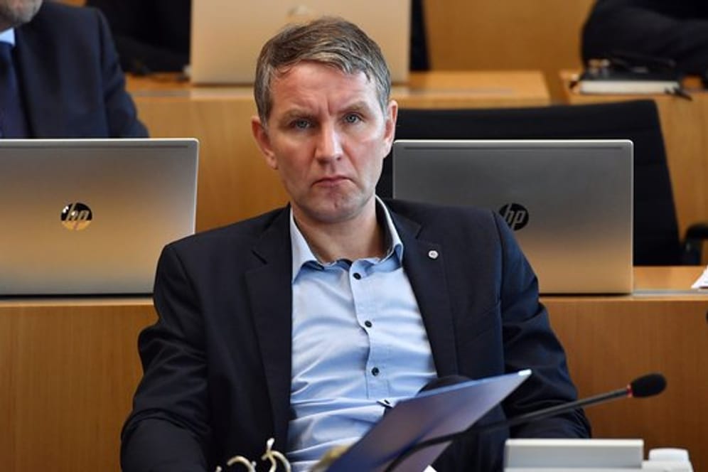 Björn Höcke, AfD-Fraktionschef von Thüringen, im Plenarsaal des Thüringer Landtages.