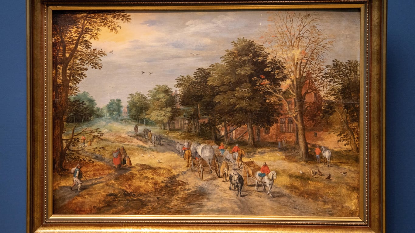 Jan Brueghel d. Ä. (Brüssel 1568 - 1625 Antwerben) Landstraße mit Bauernwagen und Kühen, um 1610 Vor 1804 für die Sammlu
