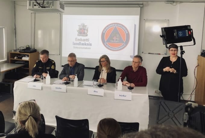 Pressekonferenz in Island: Am 5. März erklärte das Land Ischgl zum Risikogebiet. Tirol wies damals zurück, dass isländische Erkrankte etwas mit dem Skigebiet zu tun haben.