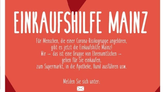 Einkaufshilfe Mainz: Freiwillige gehen für ältere Menschen und solchen, die Vorerkrankungen haben, einkaufen.