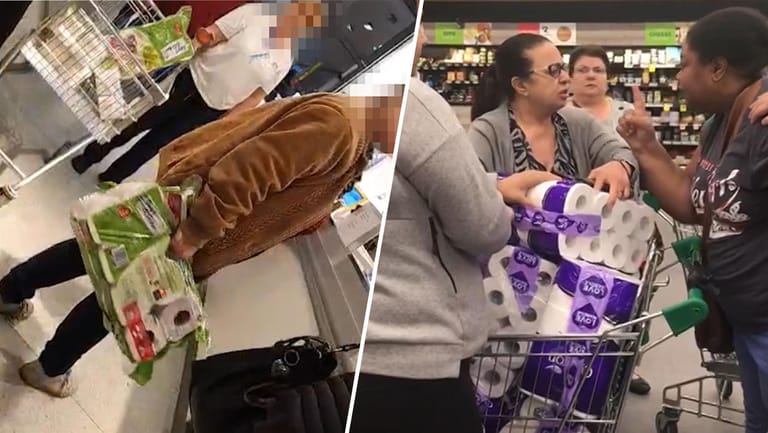Videos kursieren im Netz: Menschen geraten in Supermärkten wegen Klopapier aneinander.
