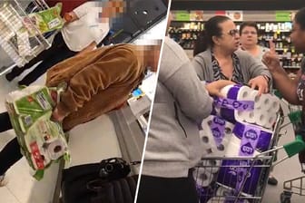 Videos kursieren im Netz: Menschen geraten in Supermärkten wegen Klopapier aneinander.