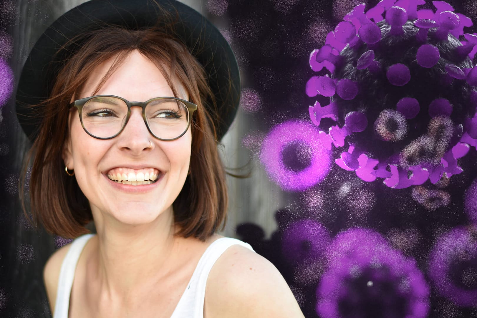 SARS-CoV-2 bestimmt den Alltag: Hier ein Agenturbild einer Frau, die mit ihrem ansteckenden Lachen symbolisch der Corona-Krise trotzt.