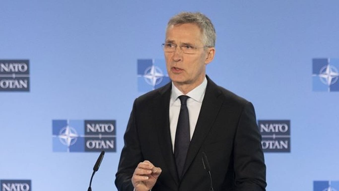Nato-Generalsekretät Jens Stoltenber während einer Pressekonferenz im Hauptquartier der Allianz.