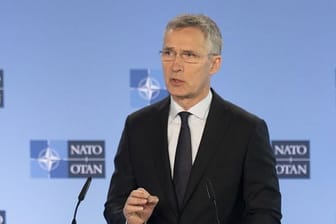 Nato-Generalsekretät Jens Stoltenber während einer Pressekonferenz im Hauptquartier der Allianz.