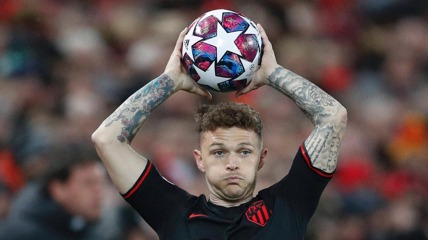 Kieran Trippier beim Spiel Atleticos an der Anfield Road.