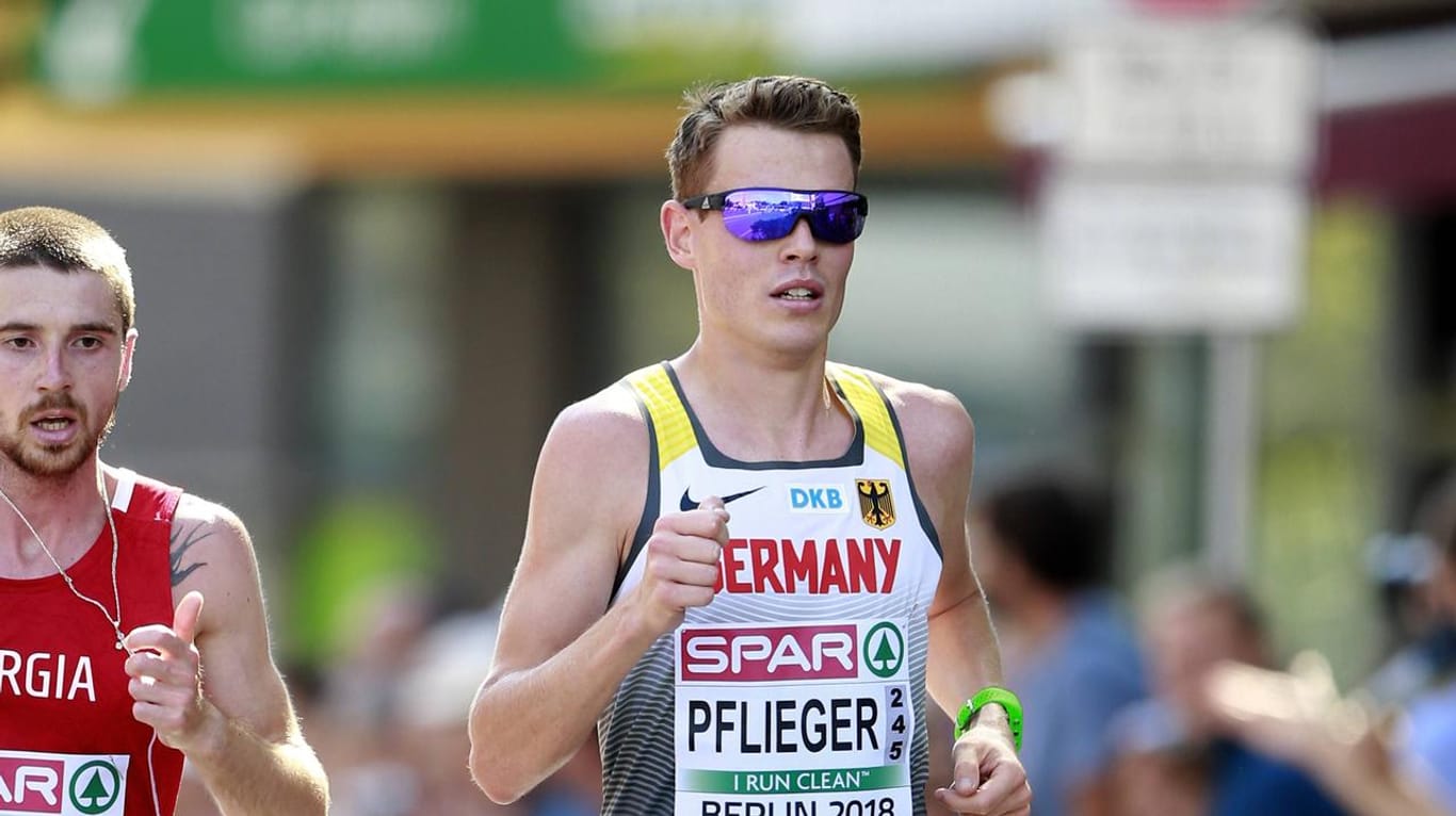 Philipp Pflieger bei der Leichtathletik EM 2018 in Berlin: Der Marathon-Läufer fordert eine Verschiebung von Tokio 2020.