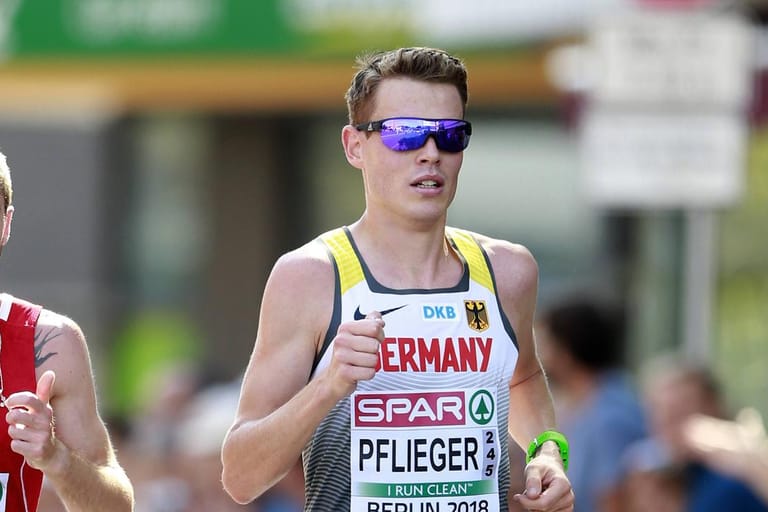 Philipp Pflieger bei der Leichtathletik EM 2018 in Berlin: Der Marathon-Läufer fordert eine Verschiebung von Tokio 2020.