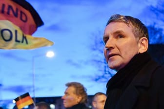 Björn Höcke, Fraktionschef der AfD im Thüringer Landtag, bei einer Demonstration Anfang März in Erfurt.