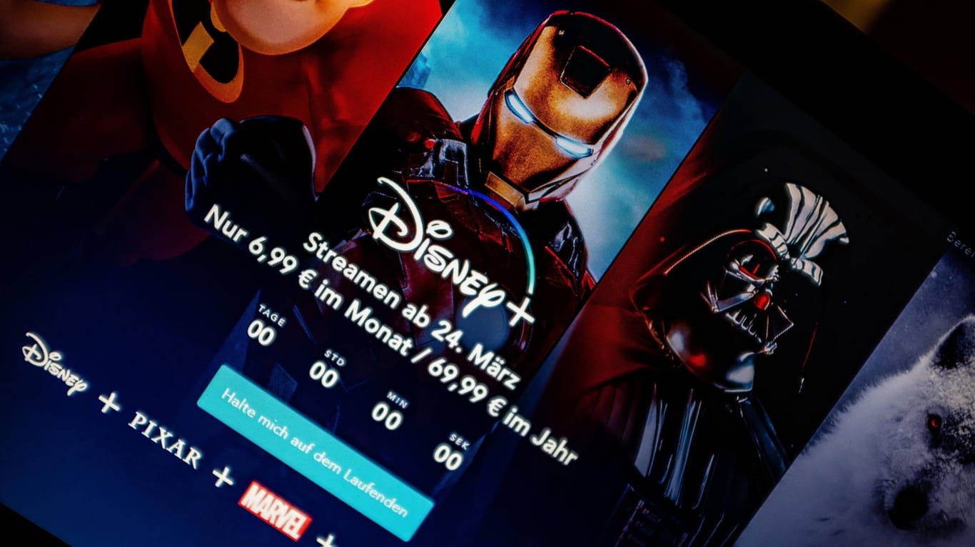 Fotomontage der Website von Disney+ (Symbolbild): Telekom-Kunden erhalten beim Streamingdienst Vergünstigungen.