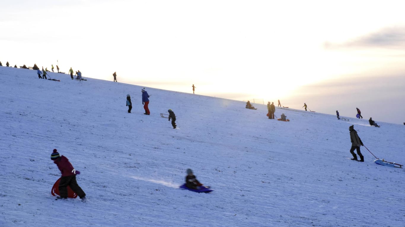 Rodelspaß in München: Wo einst schneebedeckte Hügel waren, sind in diesem Winter nur braune Flächen zu sehen.