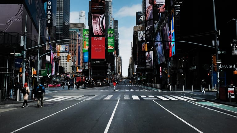 Leerer Times Square in Manhattan: New York steht unter Ausgangssperre.