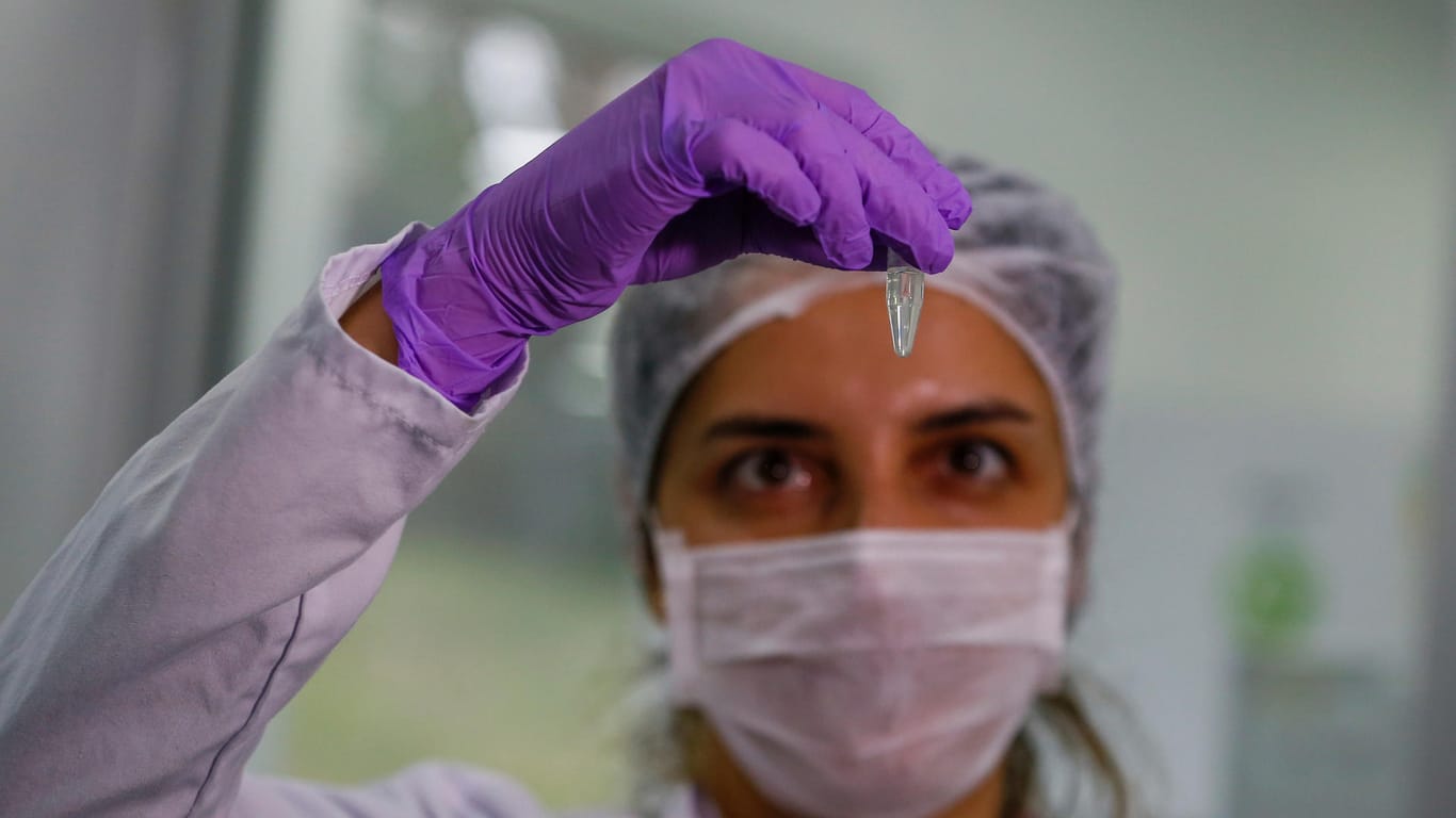 Eine Forscherin im türkischen Gebze untersucht eine Coronavirus-Probe.