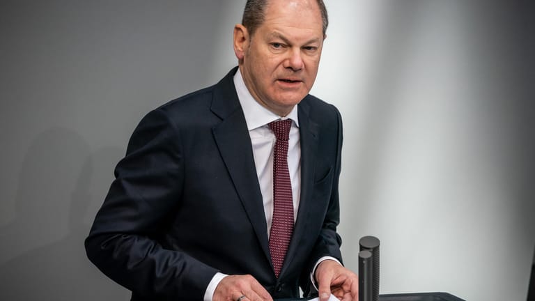 Olaf Scholz (SPD) am Rednerpult.