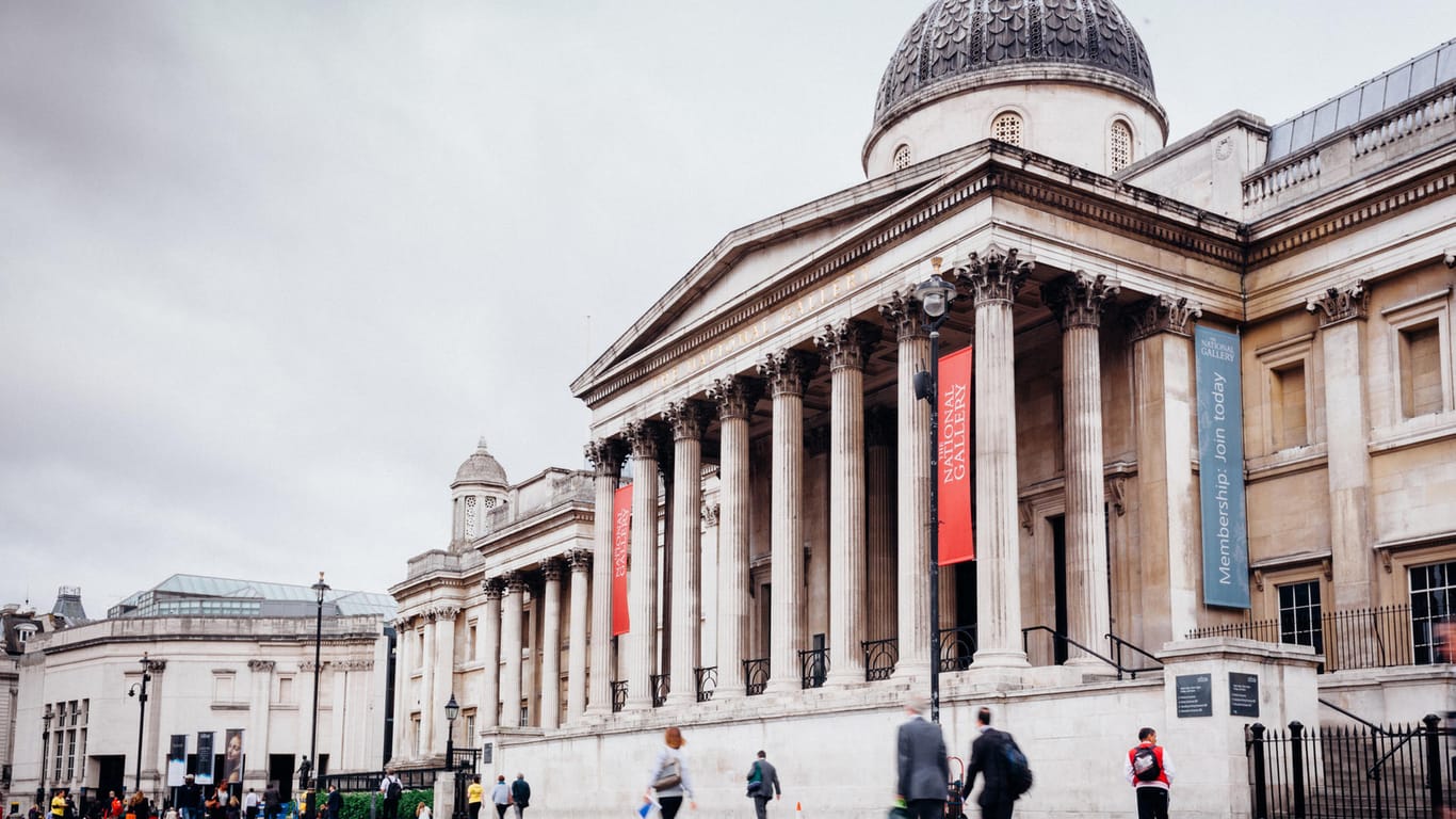 National Gallery in London: Sie beherbergt viele berühmte Werke wie etwa van Eycks "Arnolfini-Hochzeit, Turners "The Fighting Temeraire" und Van Goghs "Sonnenblumen".