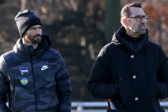 Kennen sich noch aus Spielerzeiten: Hertha-Manager Michael Preetz (r.) und "Performance Manager" Arne Friedrich.