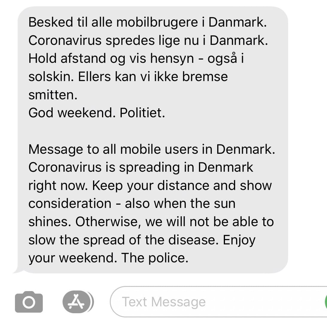 Zweisprachiger Hinweis an Nutzer in Dänemark.