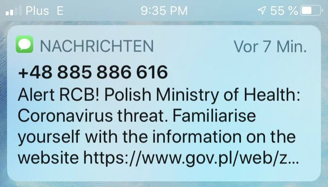 Bei der Einreise nach Polen: Coronavirus-Nachricht vom Gesundheitsministerium.