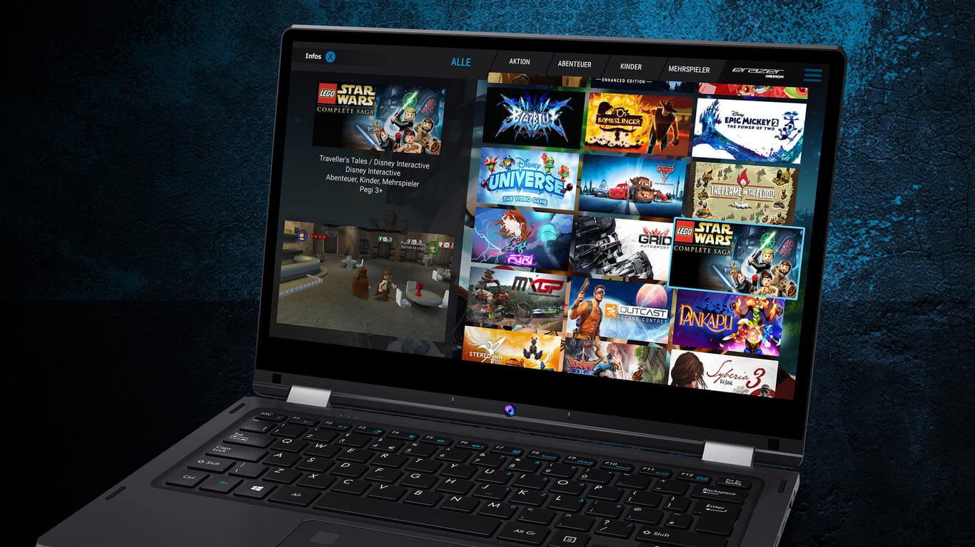Laptop mit Medion-Cloud-Spiele-Dienst: Angebot ist bis auf weiteres kostenlos