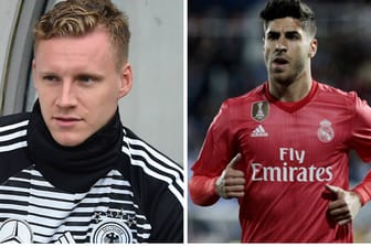 eSport-Leckerbissen: Bernd Leno (l.) trat mit dem deutschen Team in der Fußball-Simulation FIFA 20 gegen Marco Asensio und seine Spanier an.