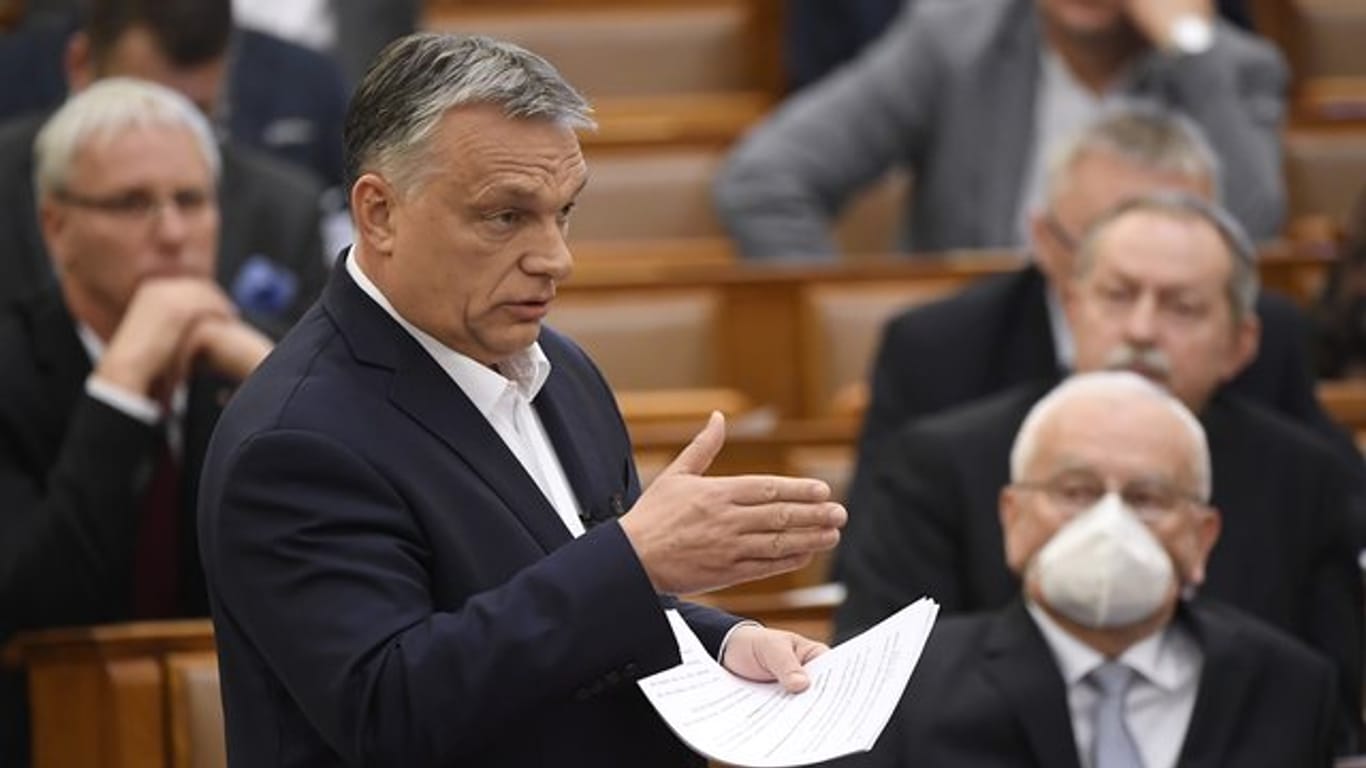 Viktor Orban während einer Rede im Parlament in Budapest.