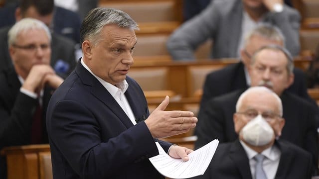 Viktor Orban während einer Rede im Parlament in Budapest.