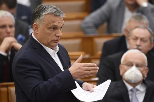 Viktor Orban während einer Rede im Parlament in Budapest.