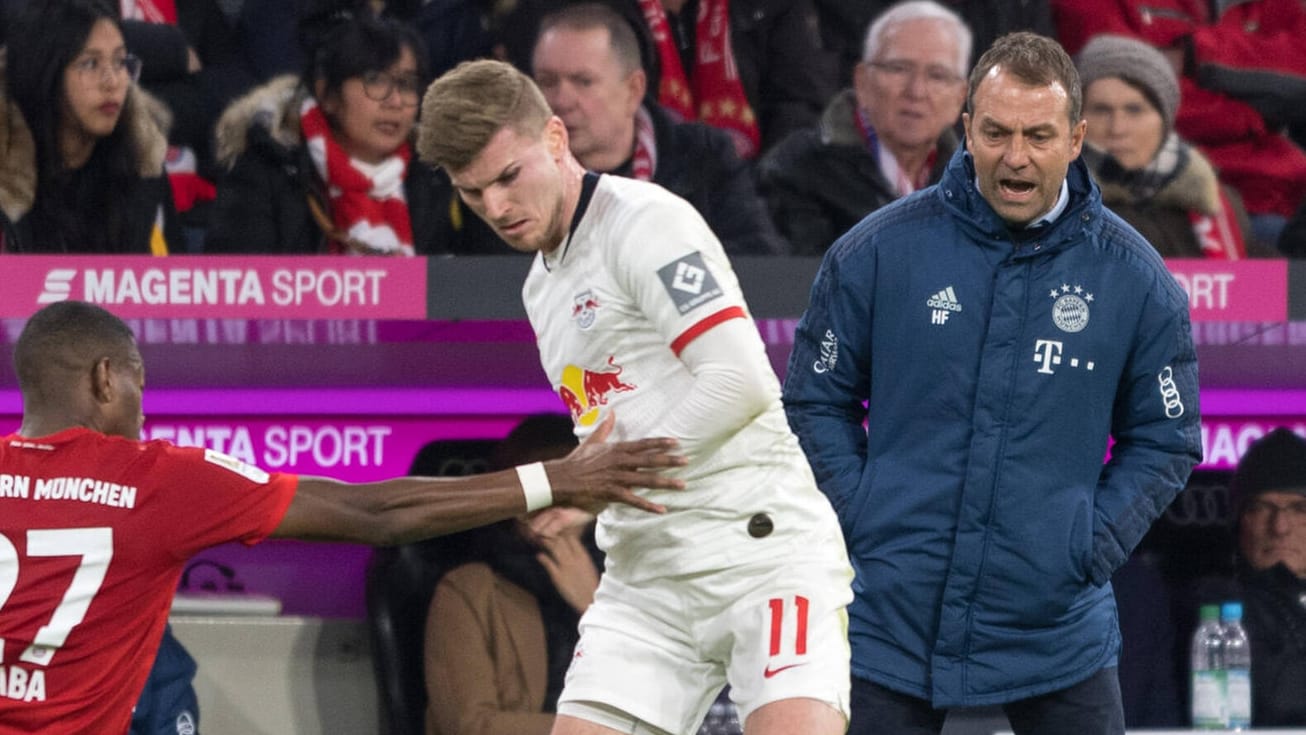 Timo Werner beim Spiel gegen den FC Bayern im Februar: Hansi Flick gilt als Fan des Leipziger Stürmers (Archivbild).