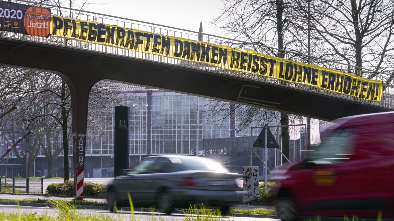 Protest von Pflegekräften in Dortmund.
