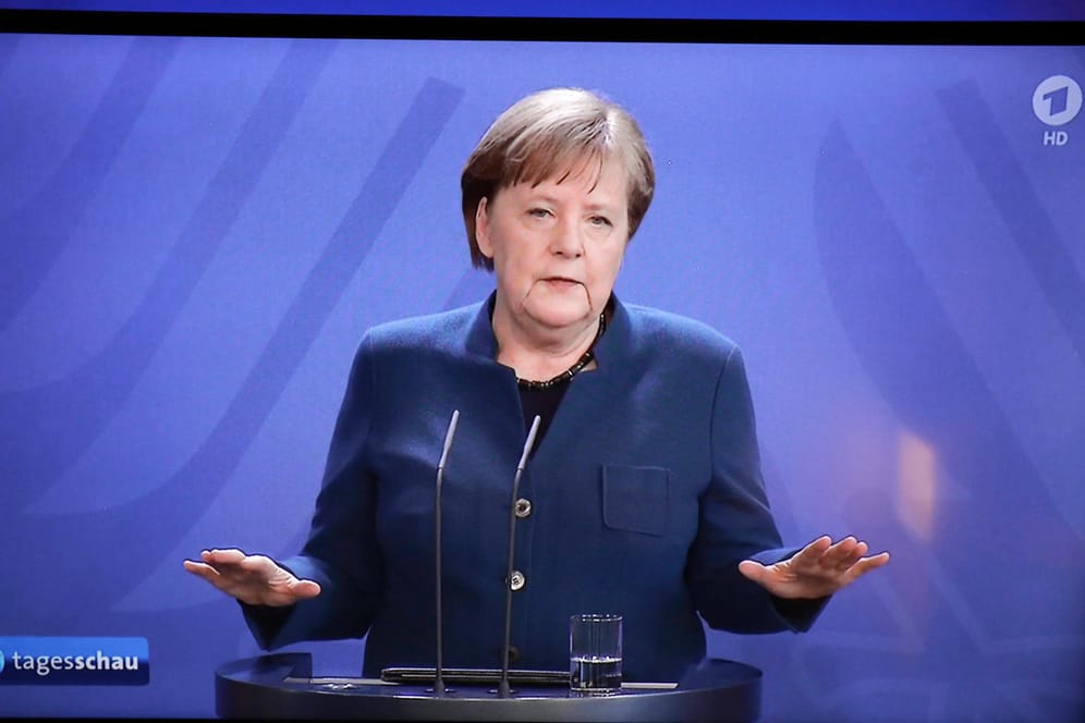 Fernsehansprache von Bundeskanzlerin Angela Merkel zur Corona-Krise: Das Erste sendet die Information, dass ein Kontaktverbot ausgesprochen wird.