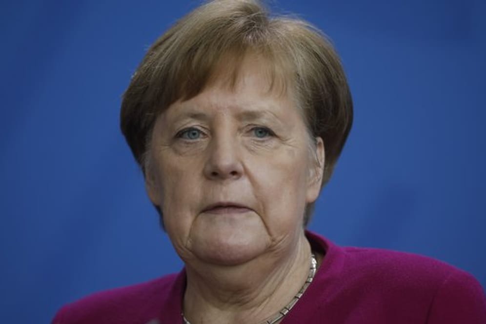Bundeskanzlerin Angela Merkel bei einer Pressekonferenz zum Kampf gegen das Coronavirus.