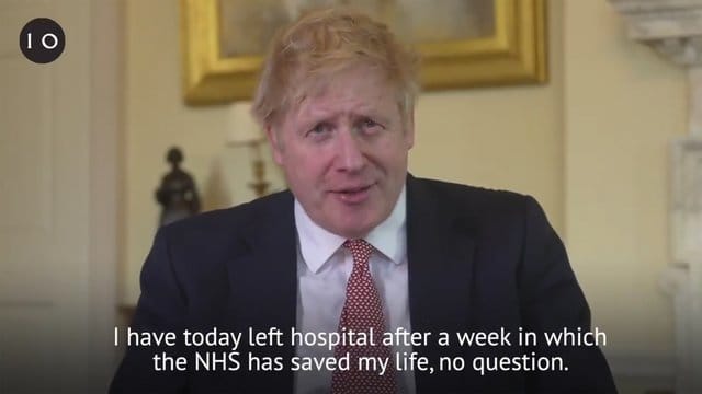 Boris Johnson bedankt sich auf Twitter bei den Mitarbeitern des britischen nationalen Gesundheitsdienstes. Boris Johnson bedankt sich auf Twitter bei den Mitarbeitern des britischen nationalen Gesundheitsdienstes.