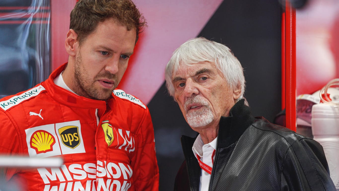 Sebastian Vettel: Sein Vertrag endet 2021, Bernie Ecclestone (r.) rät ihm zum Karriereende.