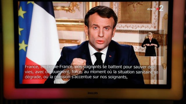 Emmanuel Macron, Präsident von Frankreich, während einer Ansprache (Archiv). Emmanuel Macron, Präsident von Frankreich, während einer Ansprache (Archiv).