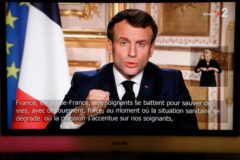 Emmanuel Macron, Präsident von Frankreich, während einer Ansprache (Archiv).