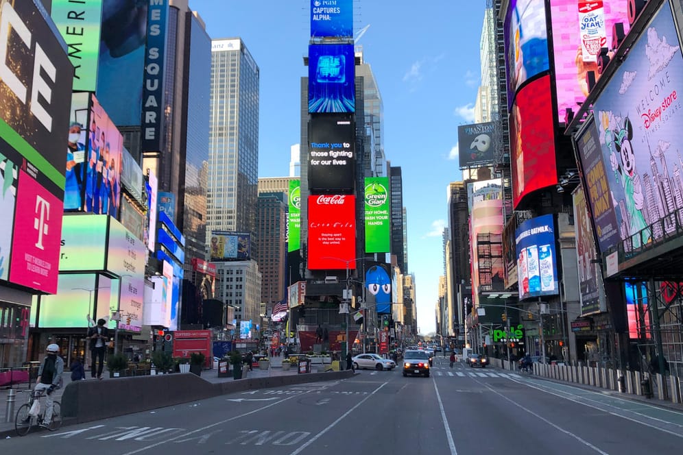 Der Times Square: Normalerweise pulsiert dort zu jeder Tages- und Nachtzeit das Leben.