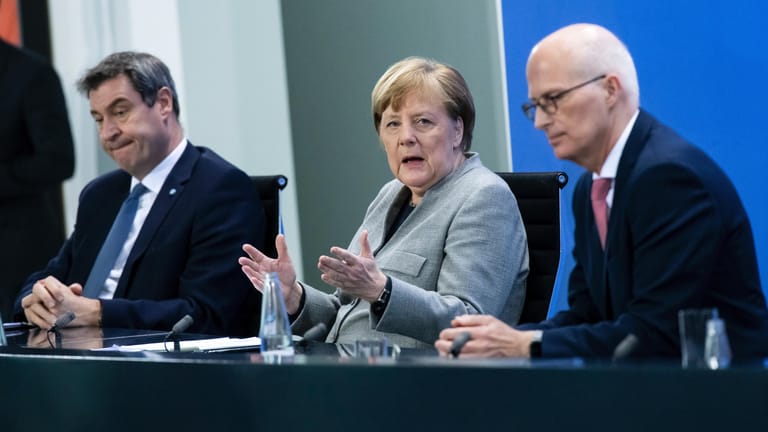 Bundeskanzlerin Angela Merkel bei einer Pressekonferenz zur aktuellen Corona-Lage in Deutschland: Bei einem Videogespräch der G7-Staats- und Regierungschefs hat sich Merkel hinter die WHO gestellt.