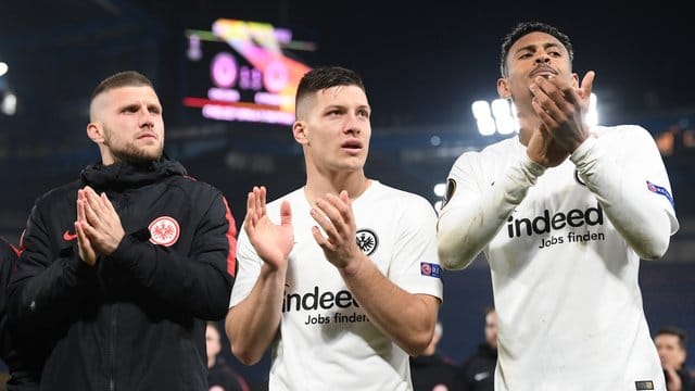 Ante Rebic (l), Luka Jovic (M) und Sébastien Haller.