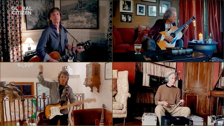 Mick Jagger, Keith Richards, Ronnie Wood und Charlie Watts: Die Rolling Stones rockten in getrennten Wohnzimmern die "One World: Together At Home"-Aktion.