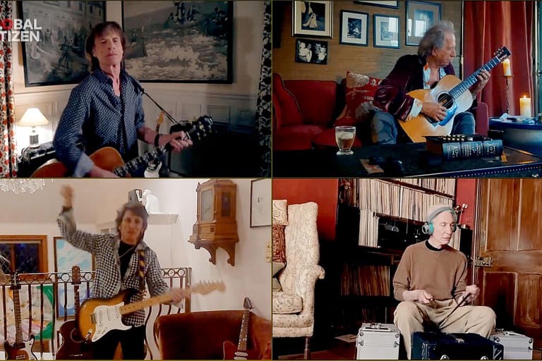 Mick Jagger, Keith Richards, Ronnie Wood und Charlie Watts: Die Rolling Stones rockten in getrennten Wohnzimmern die "One World: Together At Home"-Aktion.