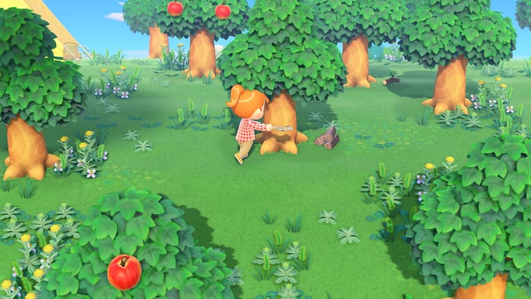 In "Animal Crossing" können Spieler Rohstoffe wie Holz und Früchte sammeln.
