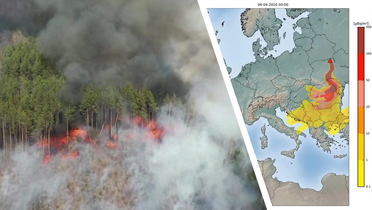 Animation zeigt Ausbreitung: So verteilen sich die Luftmassen nach dem Brand bei Tschernobyl über Europa und Deutschland.