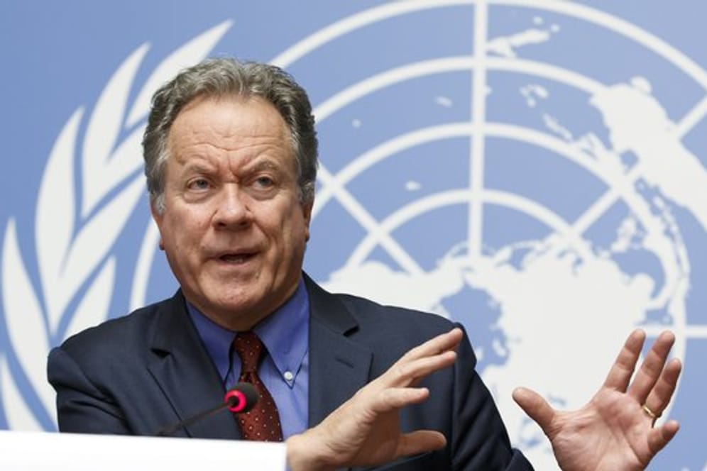 WFP-Chef David Beasley Ende 2018 während einer Pressekonferenz am europäischen Hauptsitz der Vereinten Nationen in Genf.