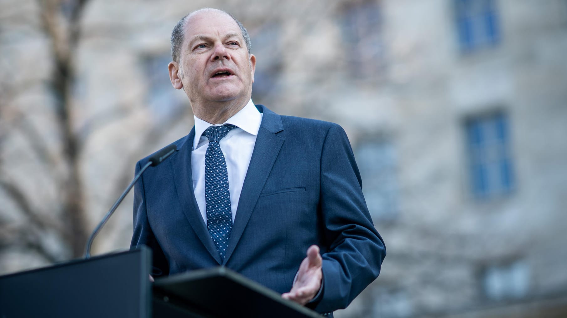 Olaf Scholz auf einer Pressekonferenz: Macht die SPD ihn zum Kanzlerkandidaten, nachdem er den Parteivorsitz verpasst hat?