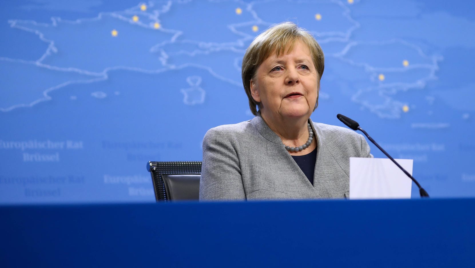 (200222) -- BRUSSELS, Feb. 22, 2020 -- German Chancellor Angela Merkel attends a press conference after a special meetin (200222) -- BRUSSELS, Feb. 22, 2020 -- German Chancellor Angela Merkel attends a press conference after a special meetin