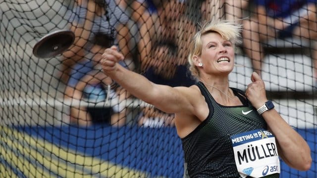 Die deutsche Diskuswerferin Nadine Müller 2018 beim Diamond-League-Meeting in Paris.