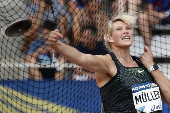 Die deutsche Diskuswerferin Nadine Müller 2018 beim Diamond-League-Meeting in Paris.