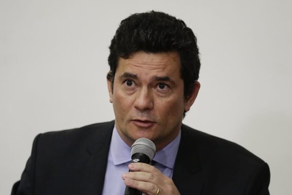 Sergio Moro, Justizminister von Brasilien, kündigt auf einer Pressekonferenz seinen Rücktritt an.